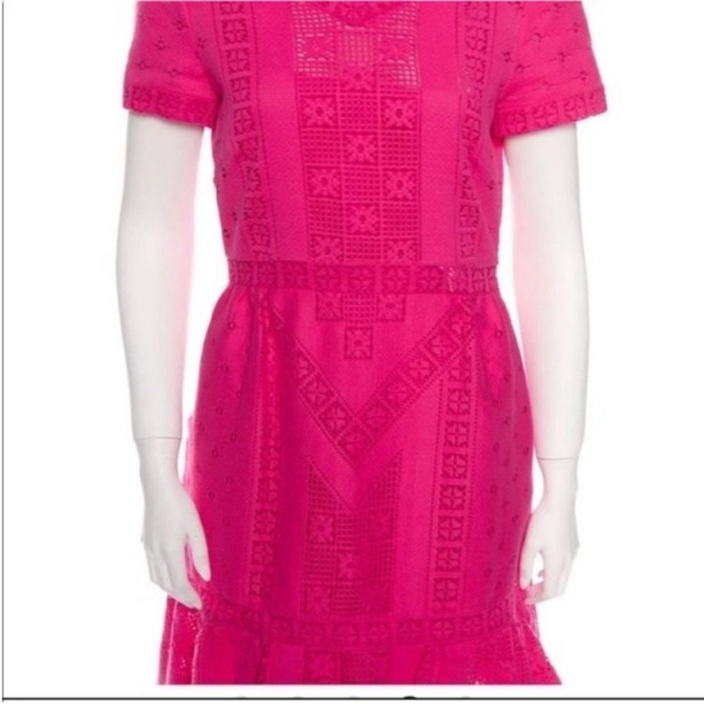 Valentino NWT Pink woman’s Voulant-Hem Guipure Dress size 10 - Picture 5 of 16